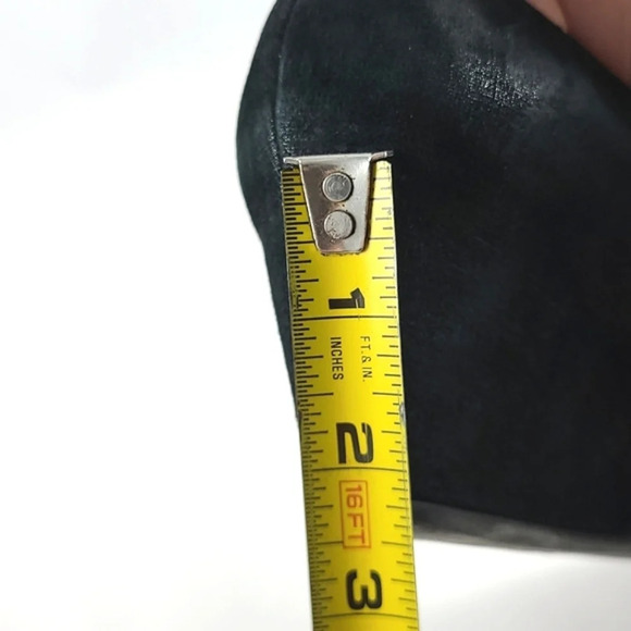 Pas de Rouge Black Suede Wedge Cross Over Strap Pumps Size 37.5 - Picture 15 of 15